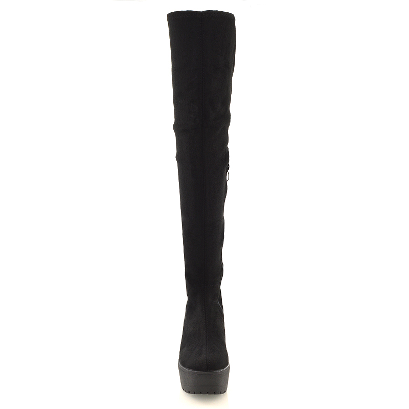 black knee high boots with chunky heel